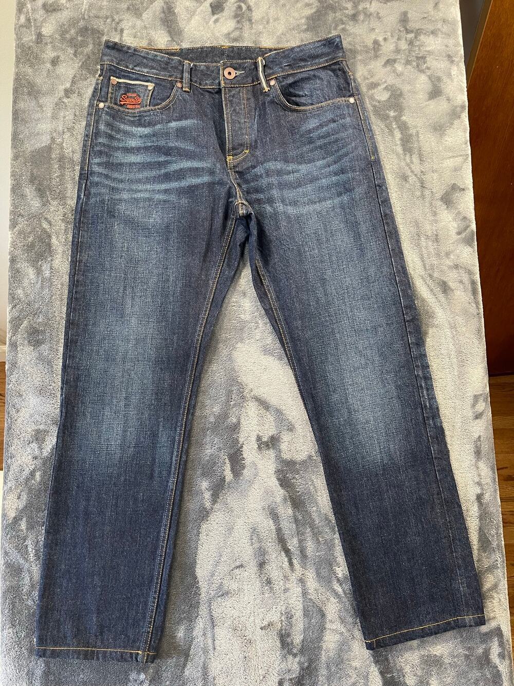 NWOT Superdry Premium Selvage Denim Jeans Dark Wash Straight Men's 32x30